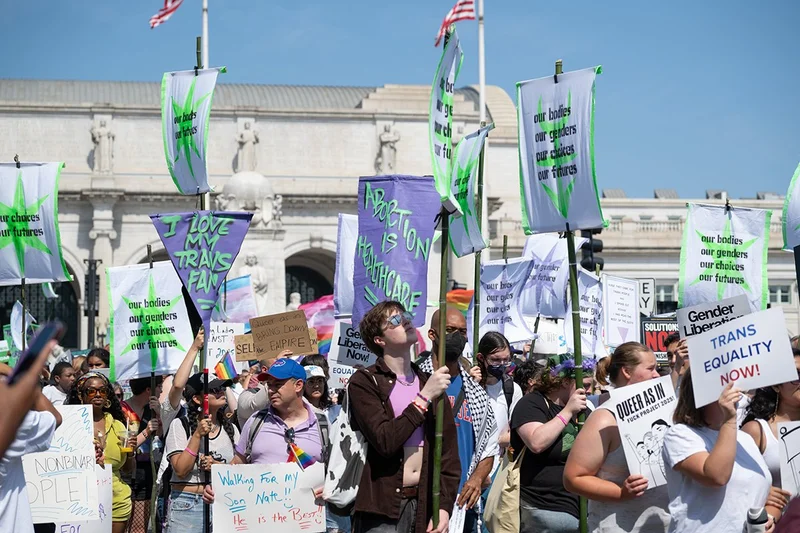 Participants in the first ever gender liberation march voiced support for bodily autonomy, reproductive rights, and trans equality